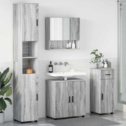 Badrumsmöbelset med låda 4 pcs Sonoma Grå 61 x 35 x 64 cm