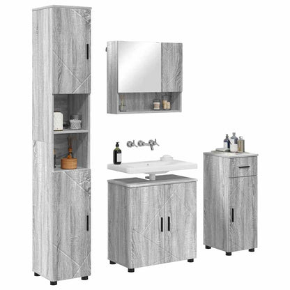 Badrumsmöbelset med låda 4 pcs Sonoma Grå 61 x 35 x 64 cm