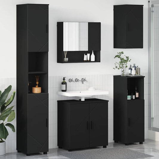 Badrumsmöbelset 5 pcs Svart 61 x 35 x 64 cm