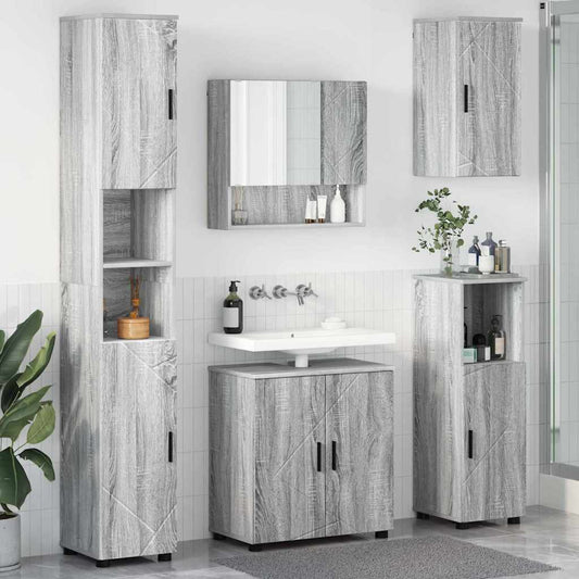 Badrumsmöbelset Väggmonterad 5 pcs Sonoma Grå 61 x 35 x 64 cm