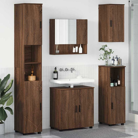 Badrumsmöbelset 5 pcs Brun Ek 61 x 35 x 64 cm