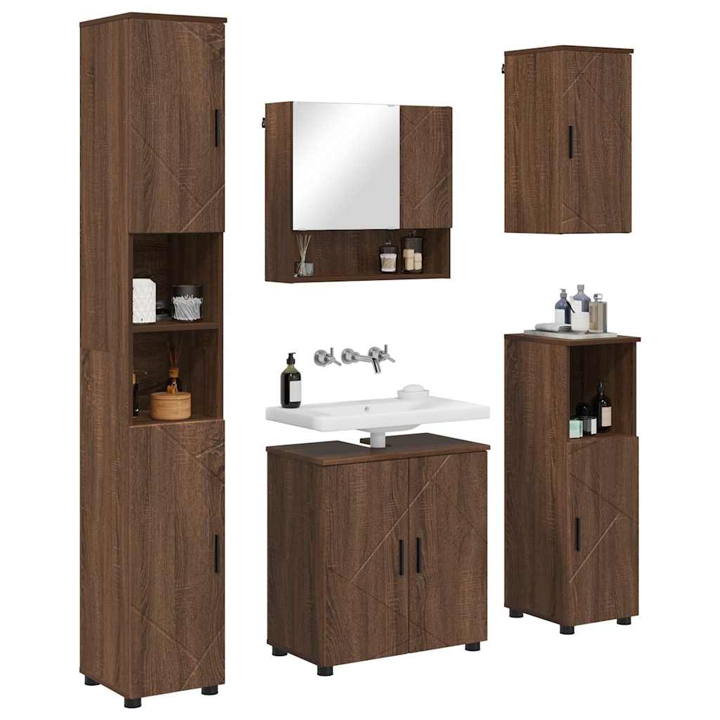 Badrumsmöbelset 5 pcs Brun Ek 61 x 35 x 64 cm