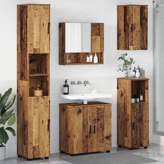 Badrumsmöbelset Väggmonterad 5 pcs Åldrat Trä 61 x 35 x 64 cm