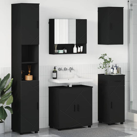 Badrumsmöbelset 5 pcs Svart 61 x 35 x 64 cm