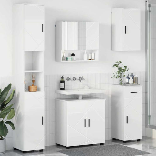 Badrumsmöbelset med låda 5 pcs Högglans Vit 61 x 35 x 64 cm