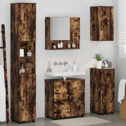 Badrumsmöbelset med låda 5 pcs Rökfärgad Ek 61 x 35 x 64 cm