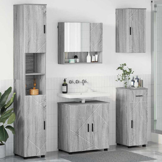 Badrumsmöbelset med låda 5 pcs Sonoma Grå 61 x 35 x 64 cm