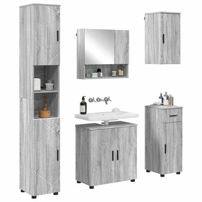 Badrumsmöbelset med låda 5 pcs Sonoma Grå 61 x 35 x 64 cm