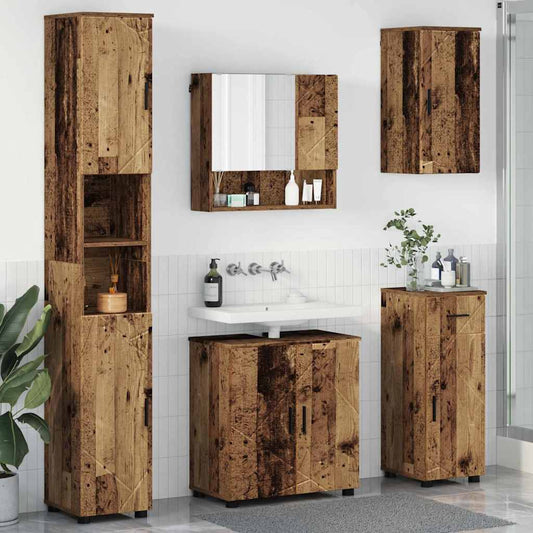 Badrumsmöbelset med låda 5 pcs Åldrat Trä 61 x 35 x 64 cm