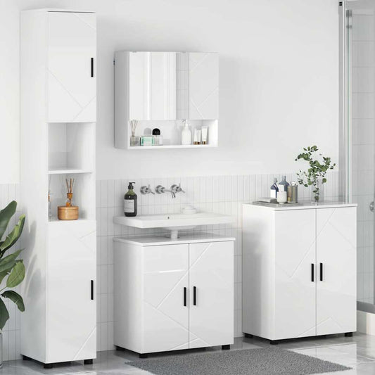 Badrumsmöbelset Väggmonterad 4 pcs Högglans Vit 61 x 35 x 64 cm