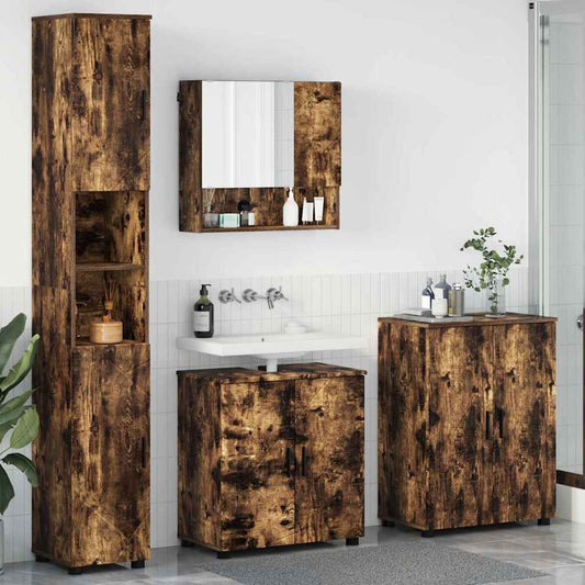 Badrumsmöbelset Väggmonterad 4 pcs Rökfärgad Ek 61 x 35 x 64 cm