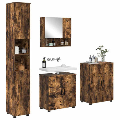 Badrumsmöbelset Väggmonterad 4 pcs Rökfärgad Ek 61 x 35 x 64 cm
