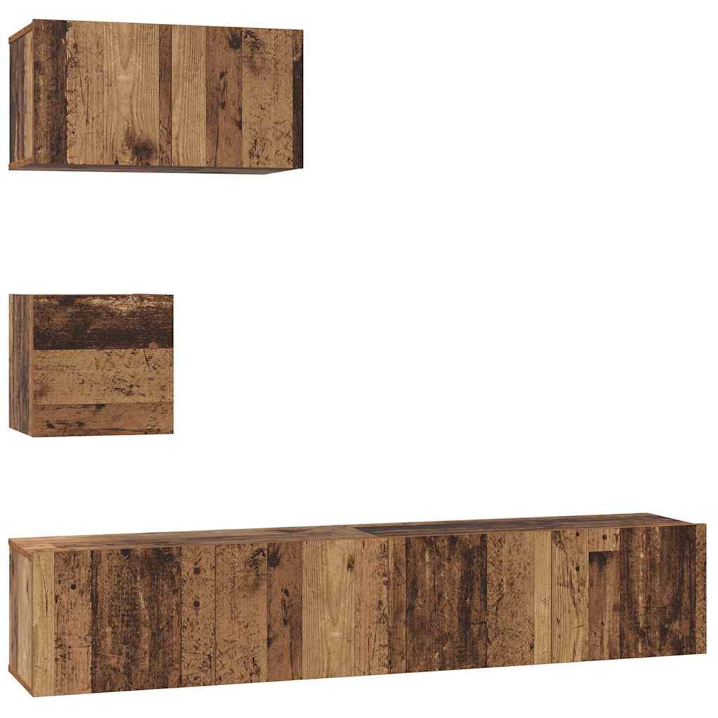 Vägg TV Skåp Väggmonterad 4 pcs Gammalt trä 80 x 30 x 30.5 cm