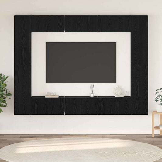 TV-bänkset 10 pcs Svart ek Medium 30.5 x 30 x 90 cm