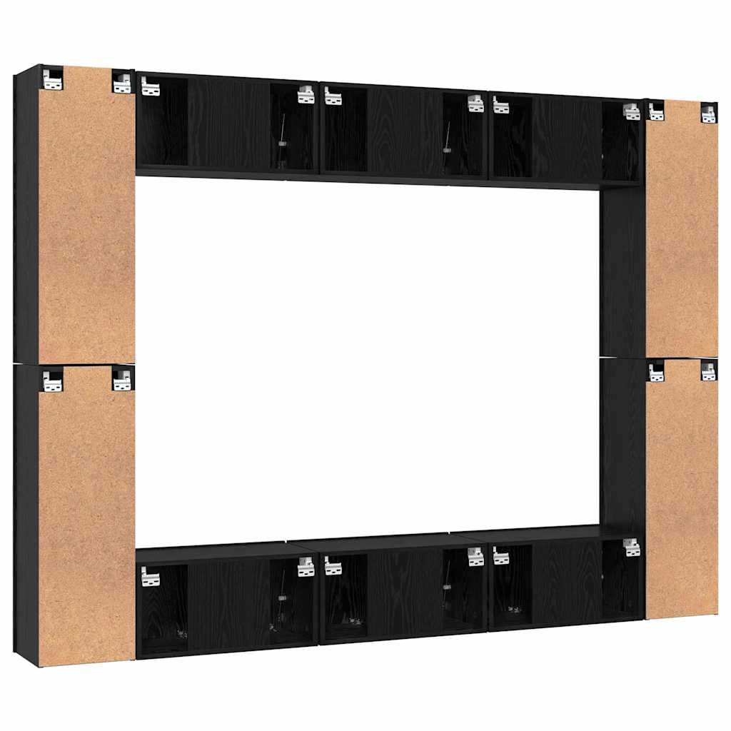 TV-bänkset 10 pcs Svart ek Medium 30.5 x 30 x 90 cm