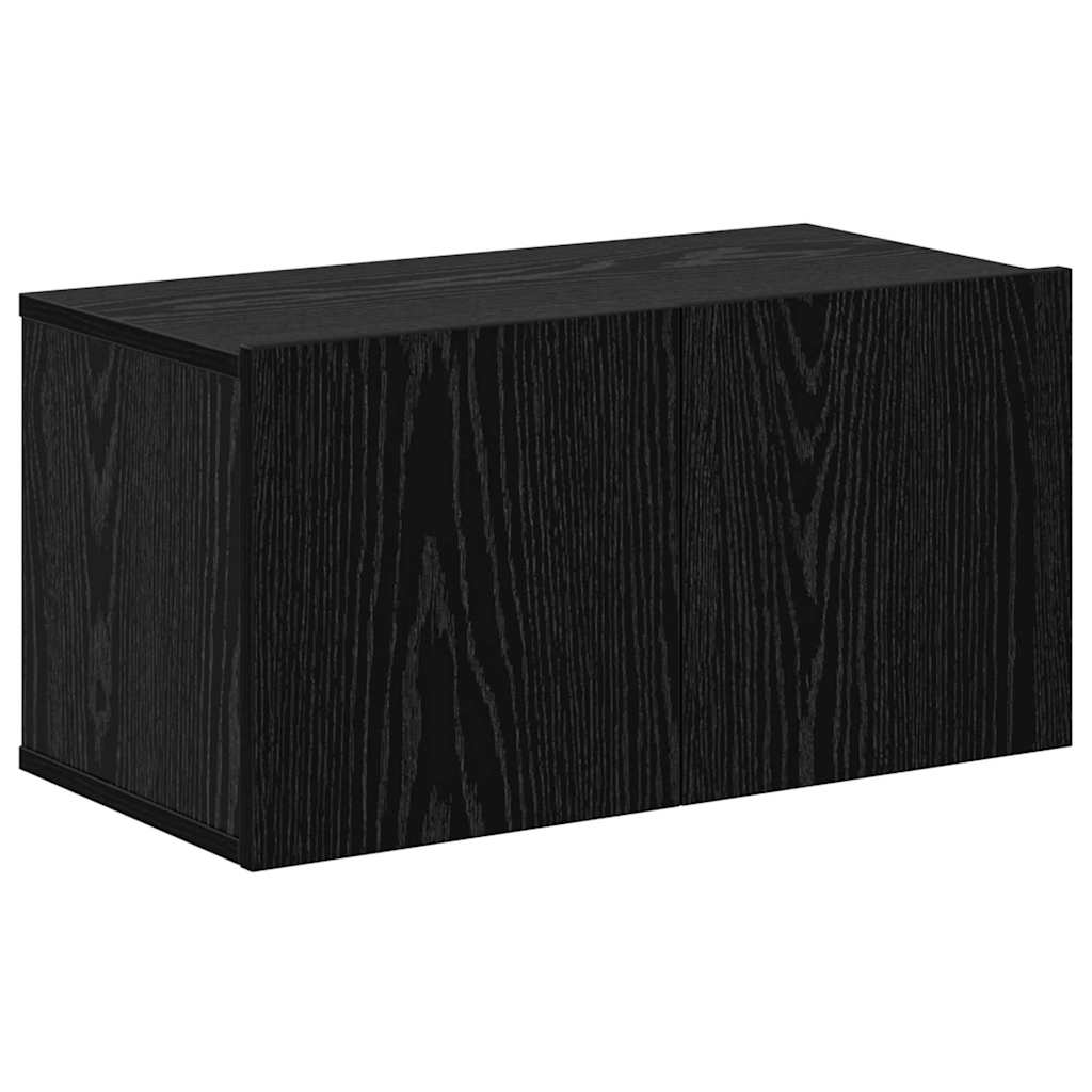 Vägg TV Skåp 4 pcs Svart ek 200 x 30 x 30 cm Träkomposit