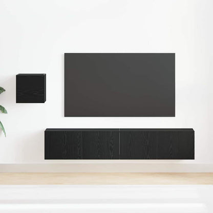TV-skåp Set 4 pcs Svart ek 80 x 30 x 30 cm Konstruerat trä