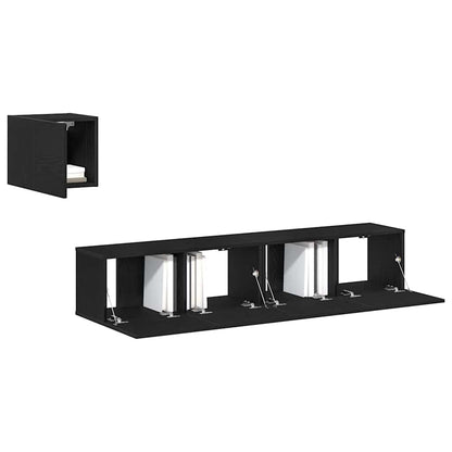 TV-skåp Set 4 pcs Svart ek 80 x 30 x 30 cm Konstruerat trä