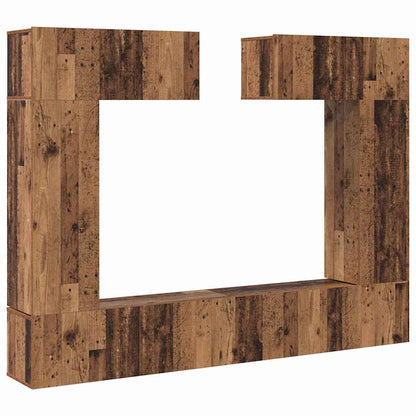 TV-skåpsset 6 pcs Gammalt trä 200 x 30 x 150 cm Konstruerat trä