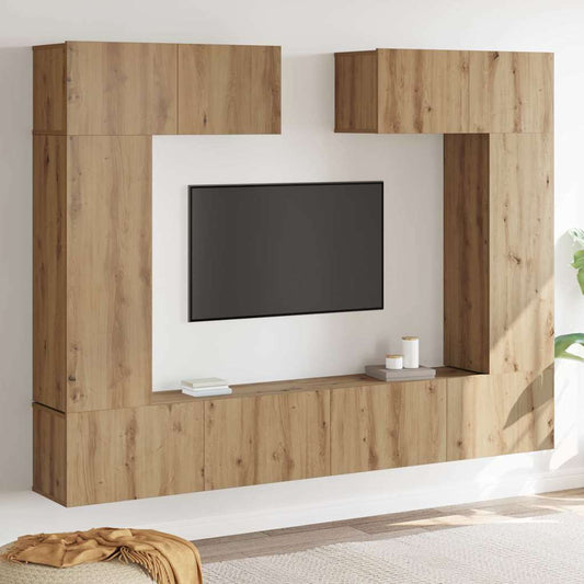 TV-skåpsset 6 pcs artisan ek 200 x 30 x 150 cm Konstruerat trä