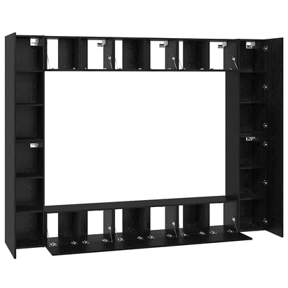 TV-bänkset 10 pcs Svart ek Medium 30.5 x 30 x 90 cm