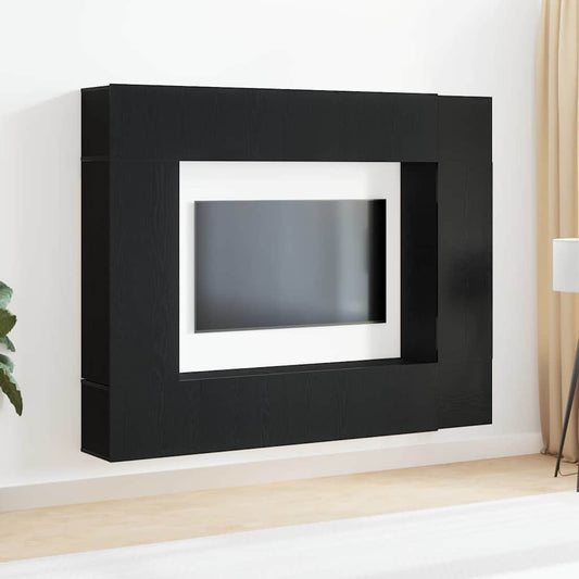 TV-skåpsset Väggmonterad 8 pcs Svart ek 190,5 x 28,5 x 151 cm