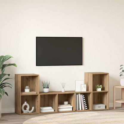 TV-skåp 3 pcs Brun 107 x 35 x 37 cm Konstruerat trä