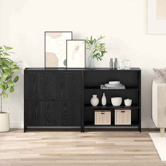 Skåp 2 pcs Svart ek 70 x 41 x 75 cm Konstruerat trä