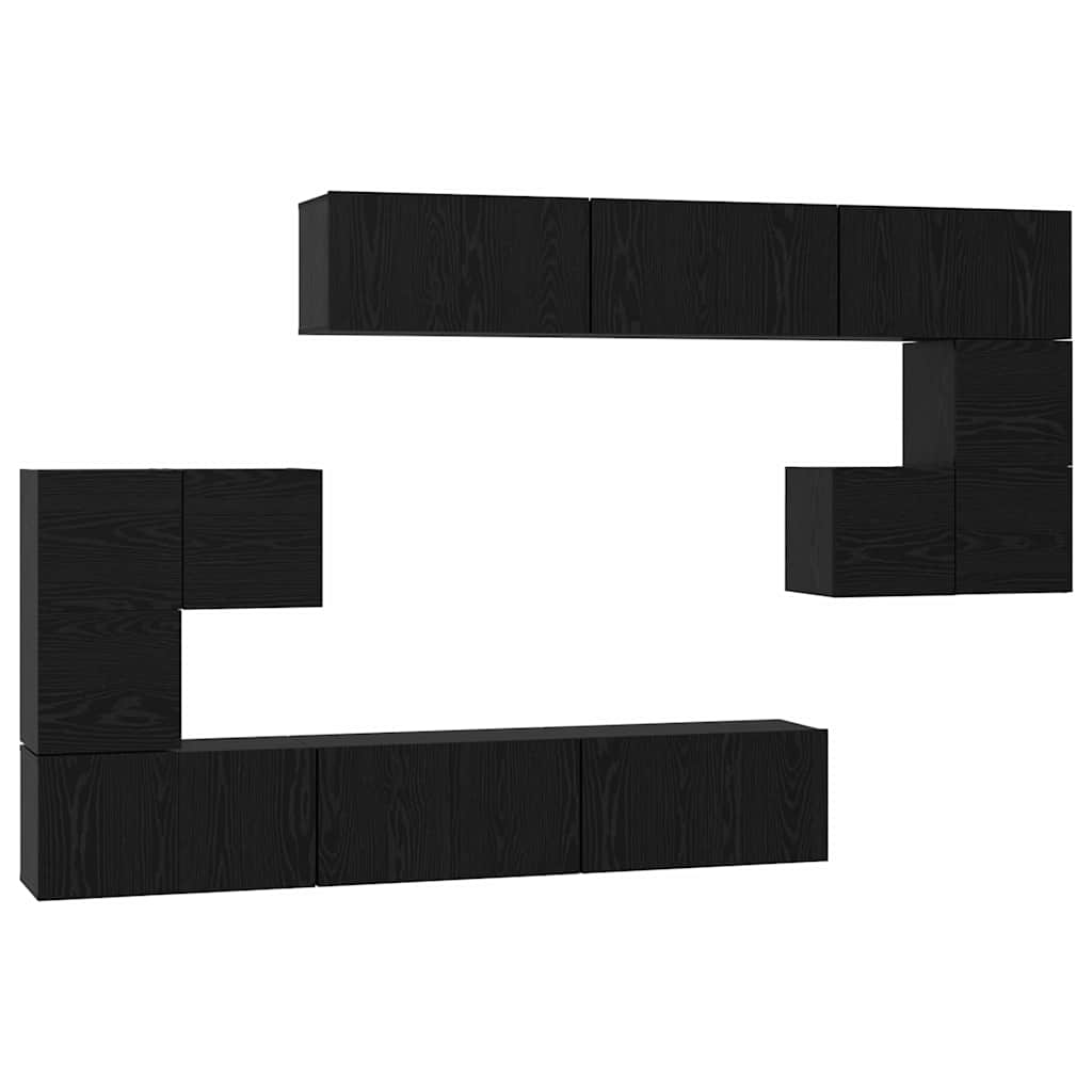 TV-bänkset 10 pcs Svart ek 60 x 30 x 30 cm Konstruerat trä