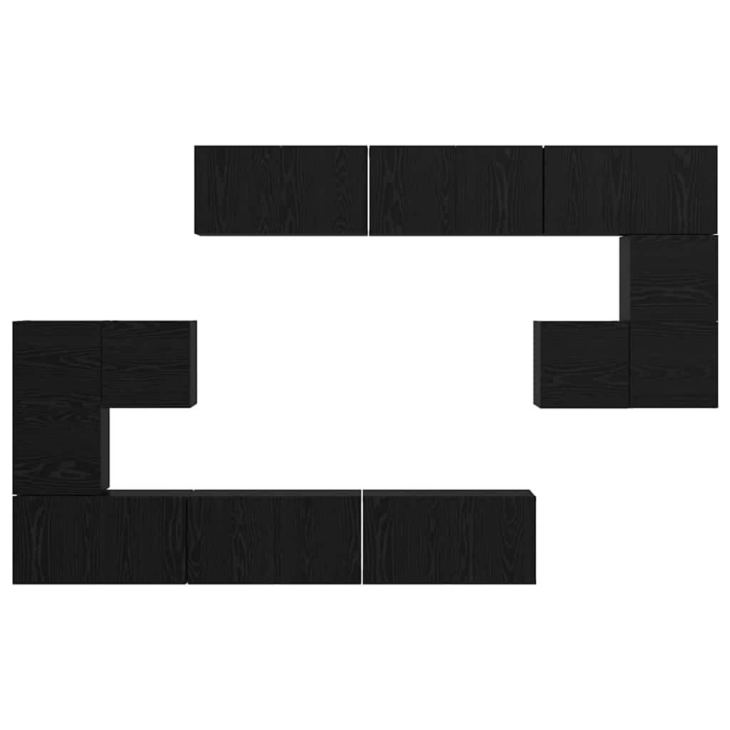 TV-bänkset 10 pcs Svart ek 60 x 30 x 30 cm Konstruerat trä