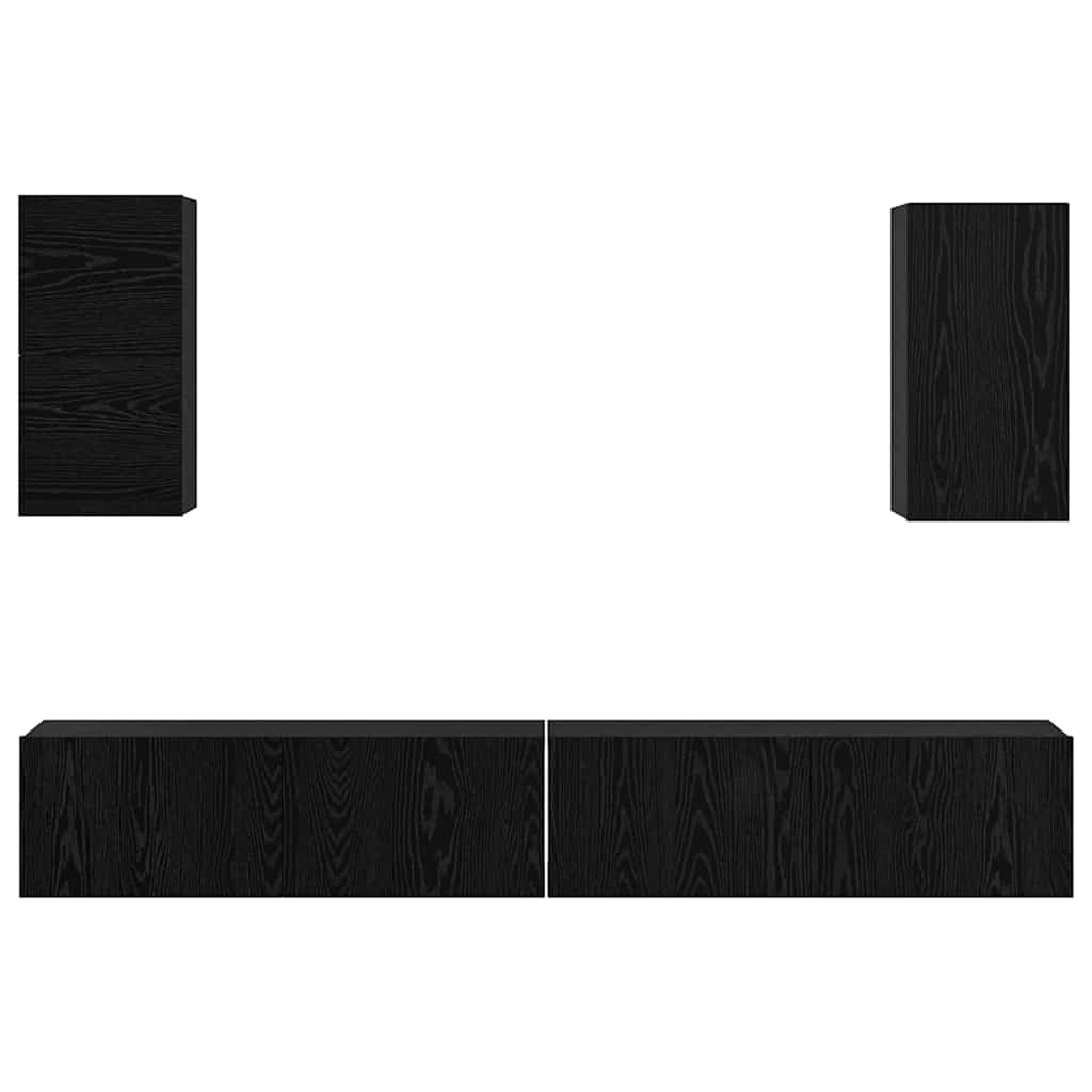 Vägg TV Skåp Väggmonterad 6 pcs Svart ek Konstruerat trä