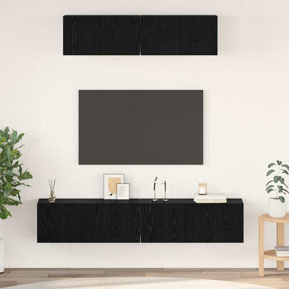 Vägg TV Skåp 4 pcs Svart Ek Small 80 x 30 x 30.5 cm
