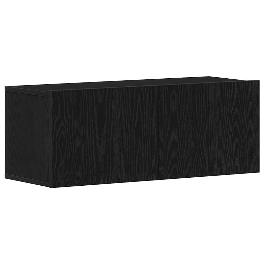 Vägg TV Skåp 4 pcs Svart Ek Small 80 x 30 x 30.5 cm