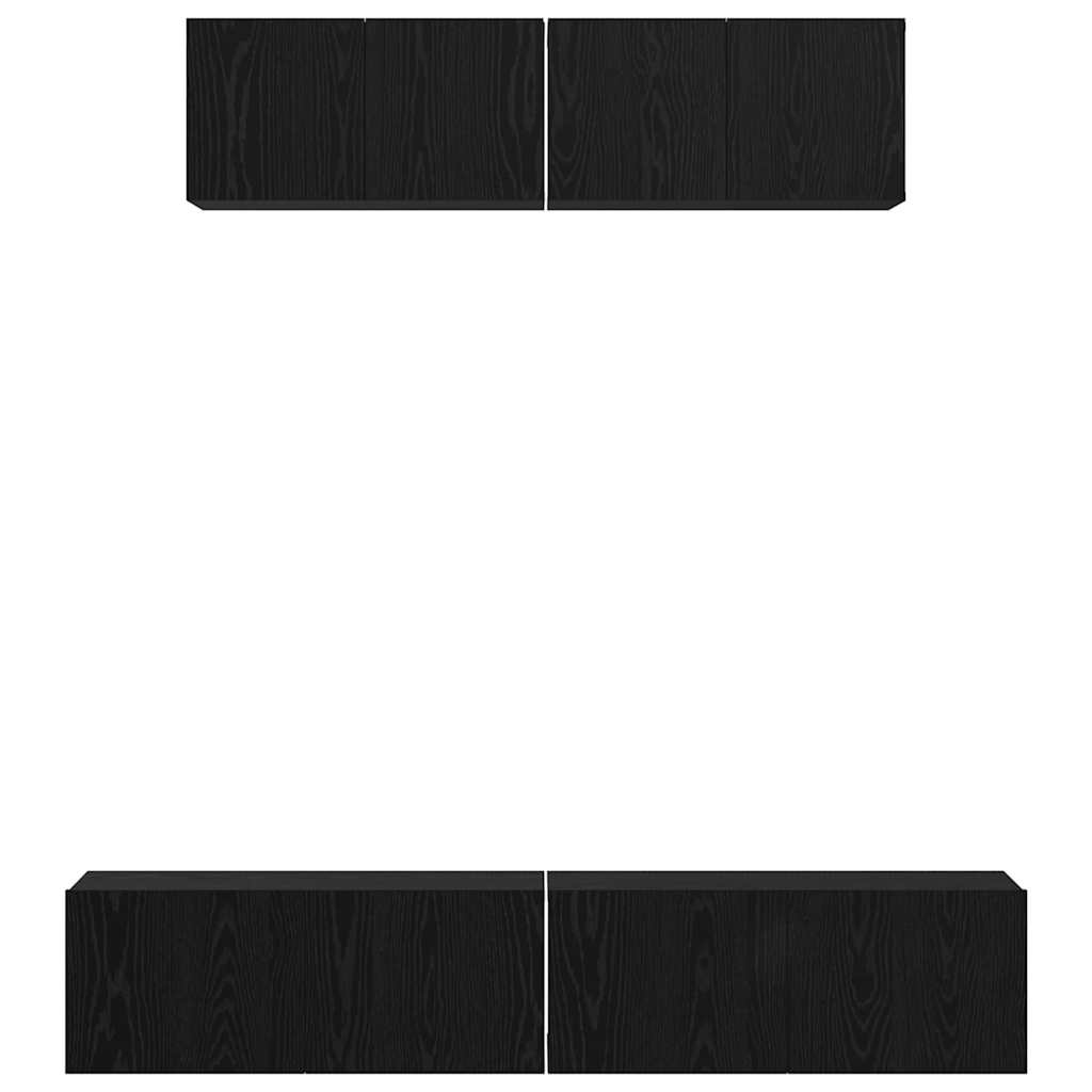 Vägg TV Skåp 4 pcs Svart Ek Small 80 x 30 x 30.5 cm