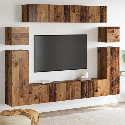 TV-skåp 8 pcs Brun 30.5 x 30 x 90 cm Konstruerat trä