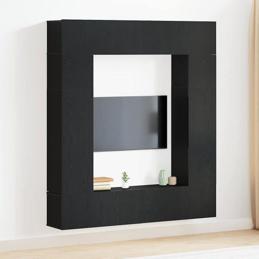 TV-skåp 8 pcs Svart 80 x 30 x 30 cm Konstruerat trä