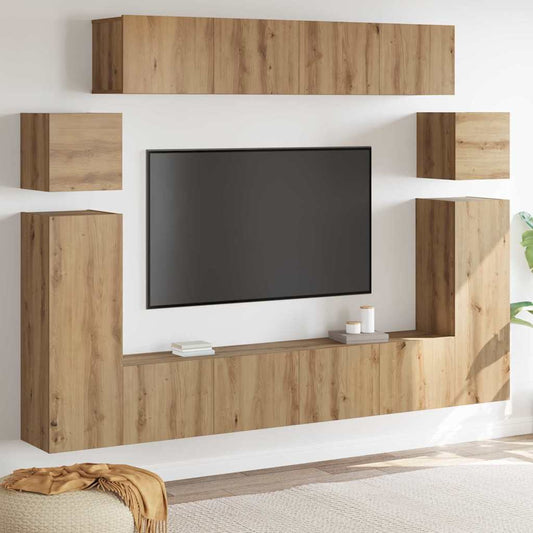 TV-skåp 8 pcs Brun 30.5 x 30 x 90 cm Konstruerat trä