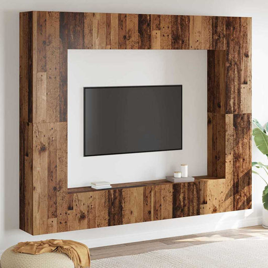 TV-skåp 8 pcs Brun 221 x 30 x 180 cm Konstruerat trä