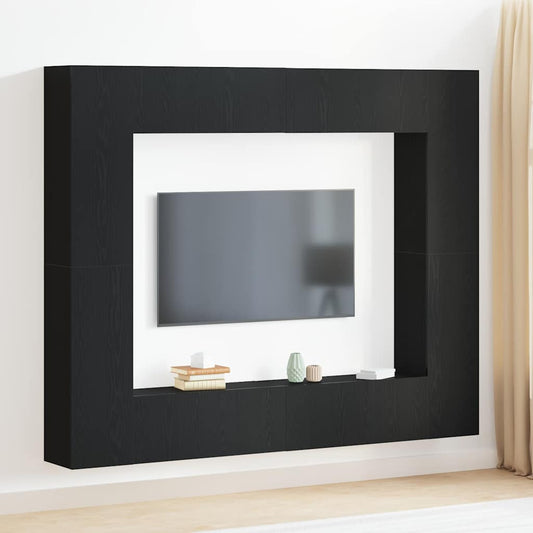TV-skåp 8 pcs Svart 221 x 30 x 180 cm Konstruerat trä