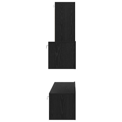 Vägg TV Skåp 4 pcs Svart ek 200 x 30 x 30 cm Träkomposit