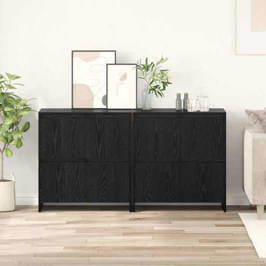 Skåp 2 pcs Svart ek 70 x 41 x 75 cm Konstruerat trä