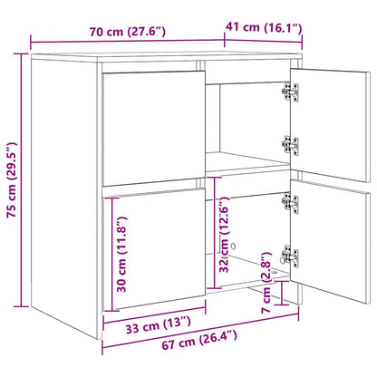 Skåp 2 pcs Svart ek 70 x 41 x 75 cm Konstruerat trä
