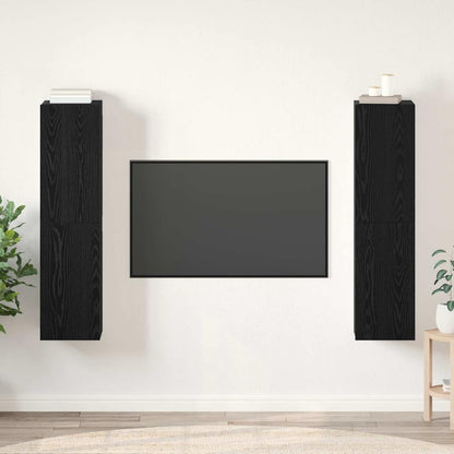 TV-skåpsset 4 pcs Svart ek 30.5 x 30 x 60 cm Konstruerat trä