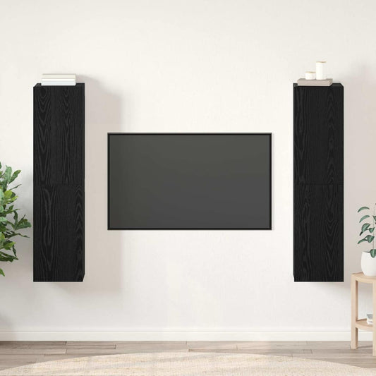 TV-skåpsset 4 pcs Svart ek 30.5 x 30 x 60 cm Konstruerat trä