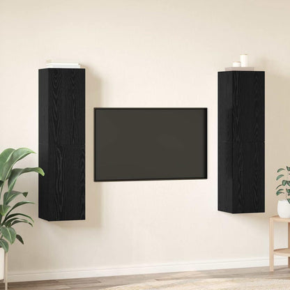 TV-skåpsset 4 pcs Svart ek 30.5 x 30 x 60 cm Konstruerat trä