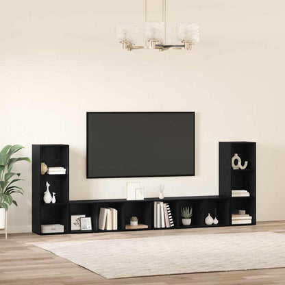 TV-skåp 4 pcs Svart ek 37 x 35 x 107.5 cm Träkomposit