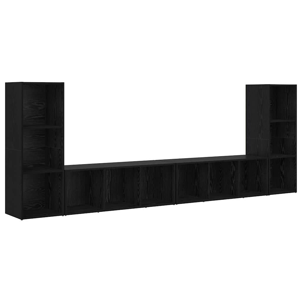 TV-skåp 4 pcs Svart ek 37 x 35 x 107.5 cm Träkomposit