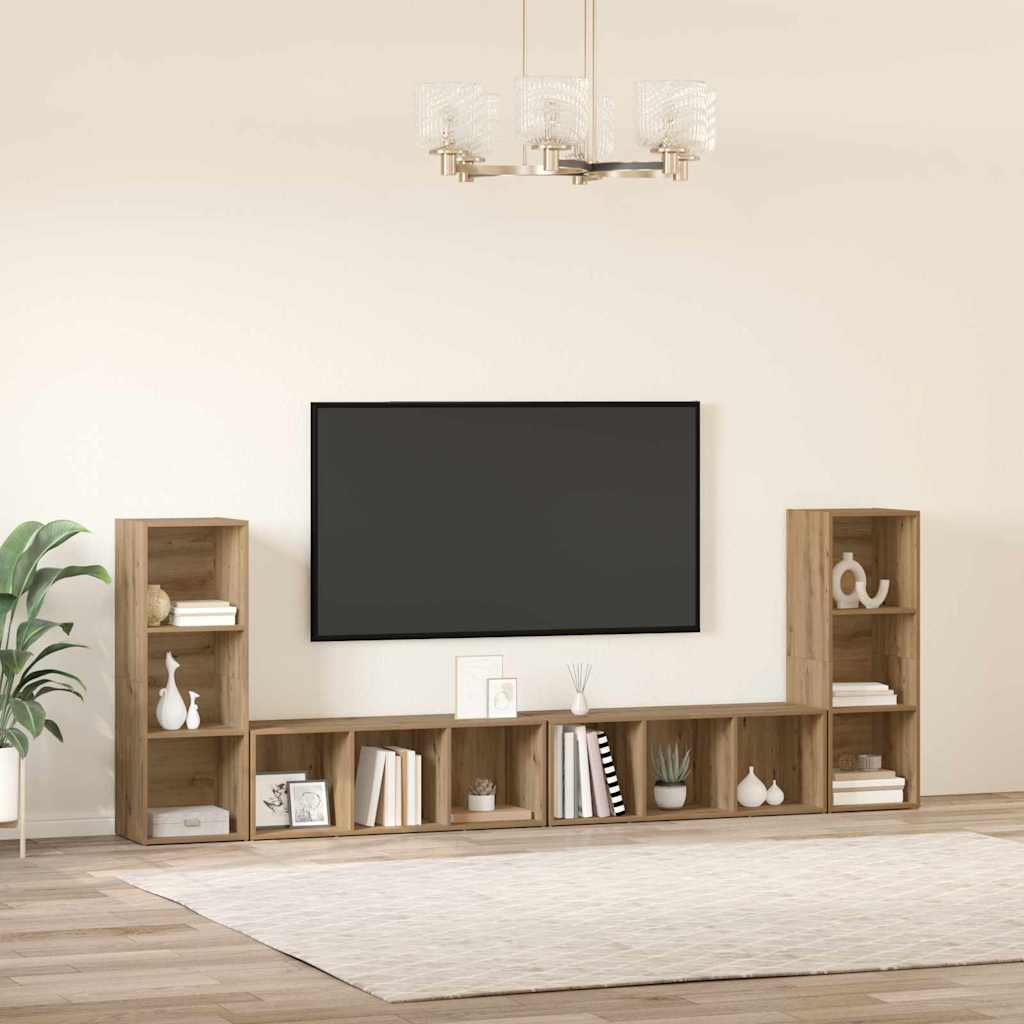 TV-skåp 4 pcs artisan ek 37 x 35 x 107.5 cm Träkomposit