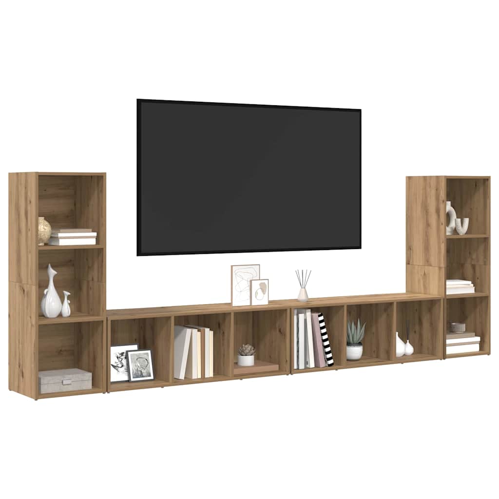 TV-skåp 4 pcs artisan ek 37 x 35 x 107.5 cm Träkomposit