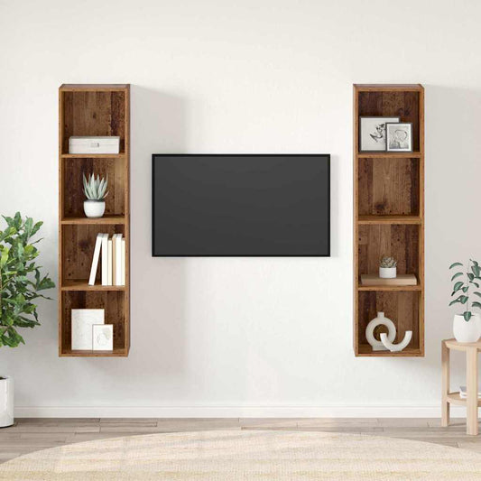 TV-skåp 2 pcs Brun 37 x 37 x 142.5 cm Konstruerat trä